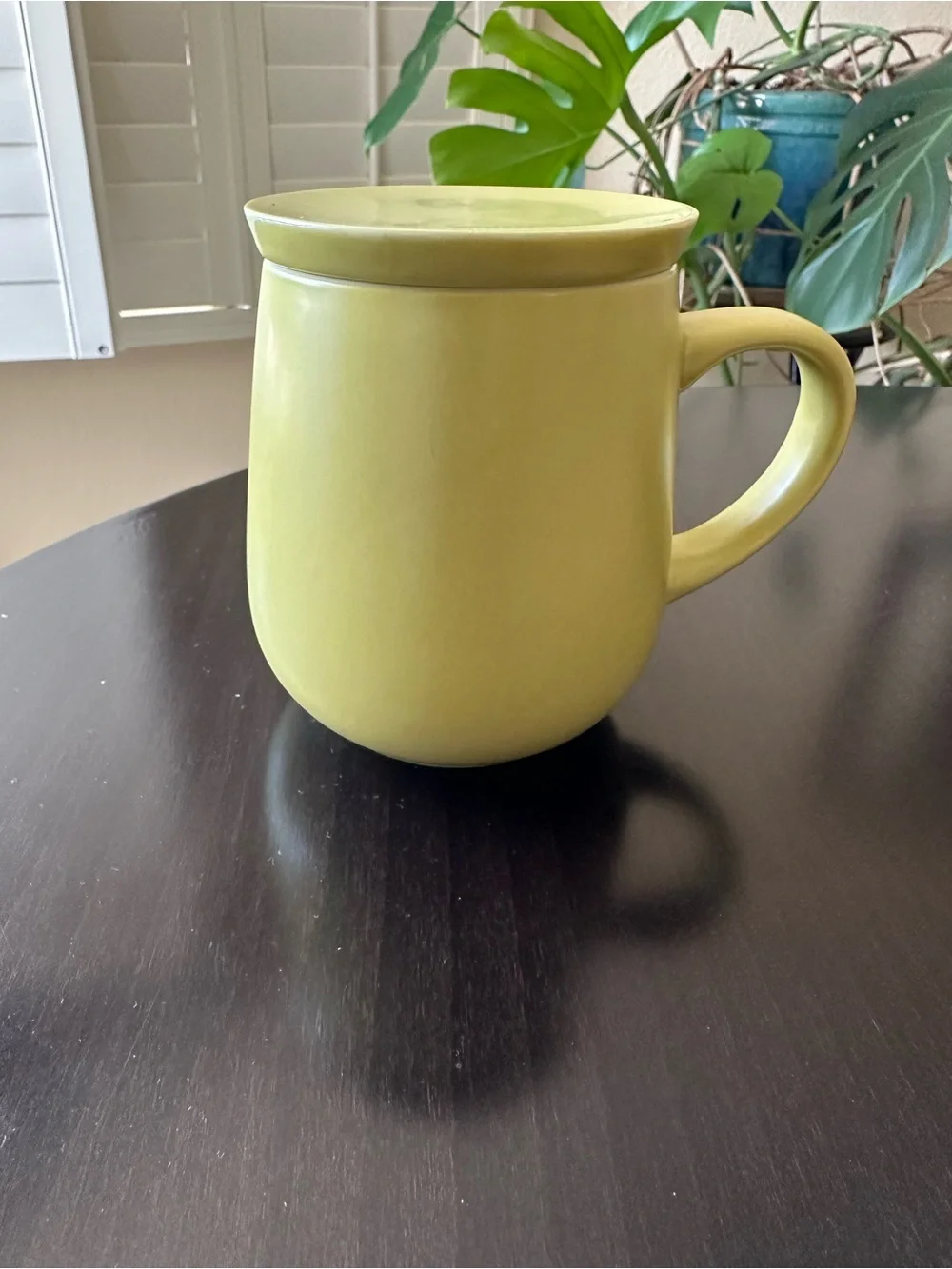 OHOM- Self heating MUG ONLY! Coffee Mug with lid in Light Green with handle.